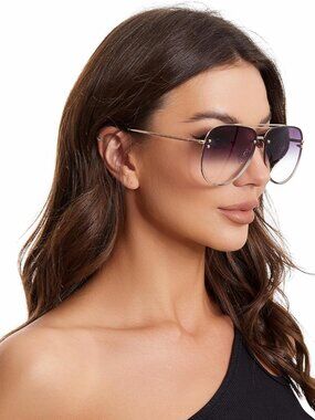 Women's Oversized Aviator Sunglasses Retro Sun Glasses UV Protection VF2203 Gold